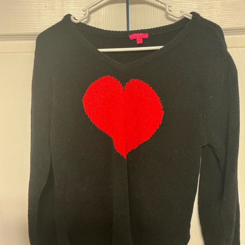 Betsey Johnson Black Sweater with Red Heart